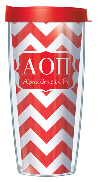 18oz Handle Mug - Alpha Omicron Pi Chevron w/ Black Lid 06-SOR-AOP9