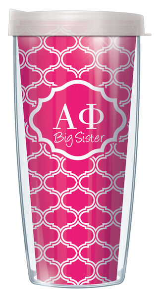 16oz Short Tumbler - Alpha Phi Big Sister Duofoil without lid 01-SOR-AP1B