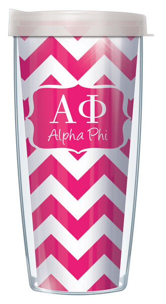 16oz Short Tumbler - Alpha Phi Chevron without lid 01-SOR-AP9