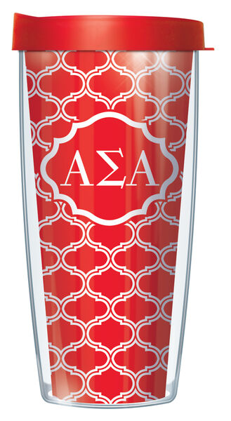 16oz Tumbler - Alpha Sigma Alpha Duofoil w/ Red Lid 02-SOR-ASA1