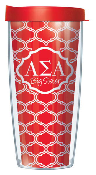 28oz Sport Tumbler - Alpha Sigma Alpha Big Sister Duofoil w/ Gray Lid ST-SOR-ASA1B