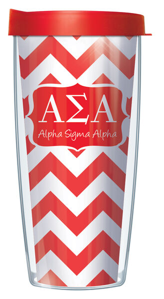 28oz Sport Tumbler - Alpha Sigma Alpha Chevron w/ Gray Lid ST-SOR-ASA9