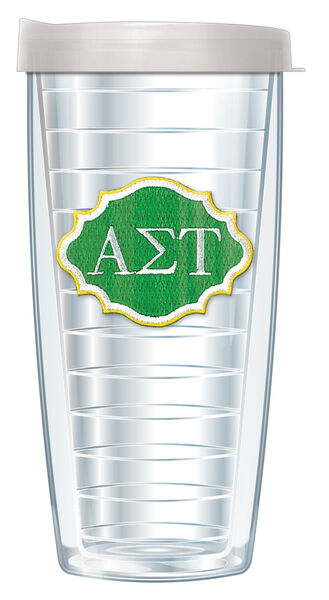 16oz Short Tumbler - Alpha Sigma Tau Patch without lid 01-SOR-AST-E