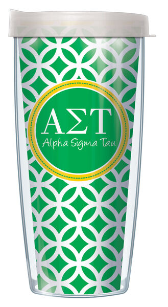 22oz Tumbler - Alpha Sigma Tau Roundabout w/ Clear Lid 08-SOR-AST2