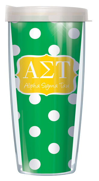 18oz Handle Mug - Alpha Sigma Tau Dots w/ Black Lid 06-SOR-AST8