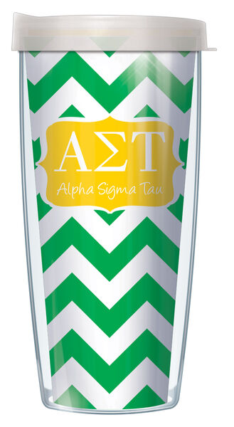 28oz Mega Tumbler - Alpha Sigma Tau Chevron w/ Clear Lid H2-SOR-AST9