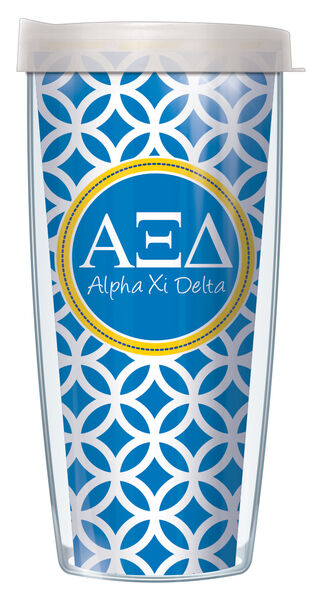 28oz Mega Tumbler - Alpha Xi Delta Roundabout w/ Clear Lid H2-SOR-AXD2