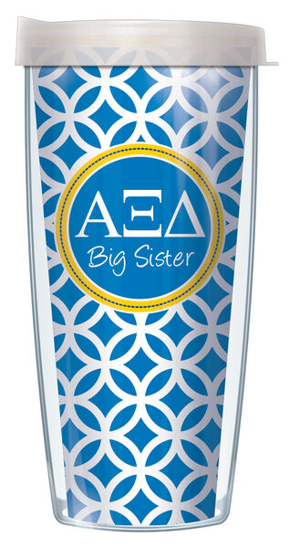 22oz Tumbler - Alpha Xi Delta Big Sister Roundabout w/ Clear Lid 08-SOR-AXD2B