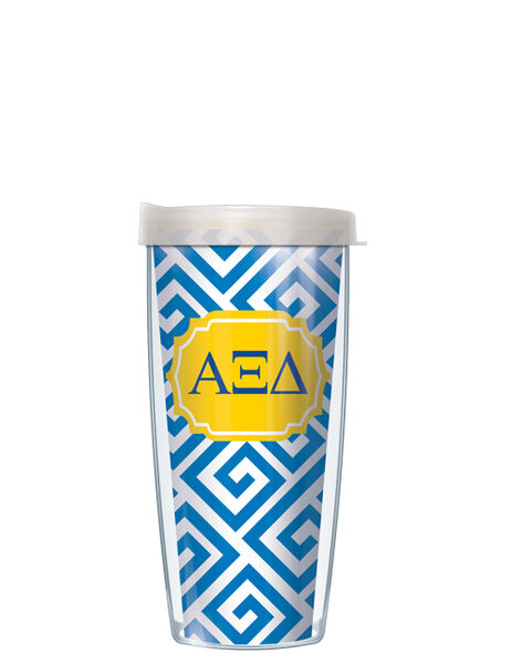 28oz Mega Tumbler - Alpha Xi Delta Greek Key w/ Clear Lid H2-SOR-AXD3