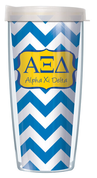 22oz Tumbler - Alpha Xi Delta Chevron w/ Clear Lid 08-SOR-AXD9