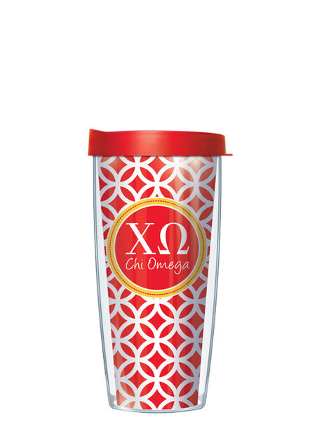 22oz Tumbler - Chi Omega Roundabout w/ Red Lid 08-SOR-CO2