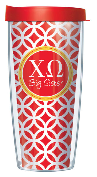 28oz Sport Tumbler - Chi Omega Big Sister Roundabout w/ Gray Lid ST-SOR-CO2B