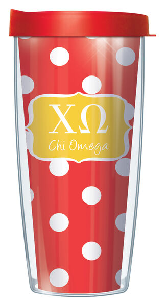 24oz Flareside Tumbler - Chi Omega Dots w/ Red Lid 24F-SOR-CO8