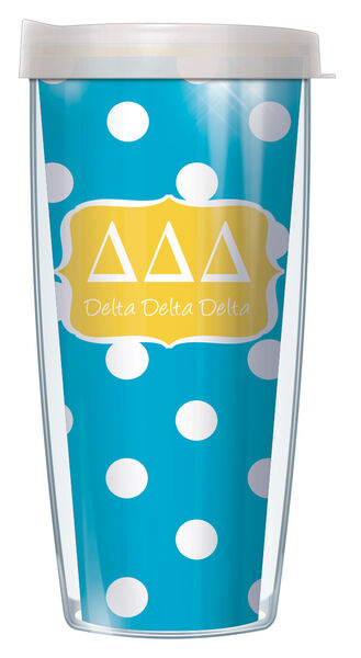 16oz Tumbler - Delta Delta Delta Dots w/ Clear Lid 02-SOR-DDD8