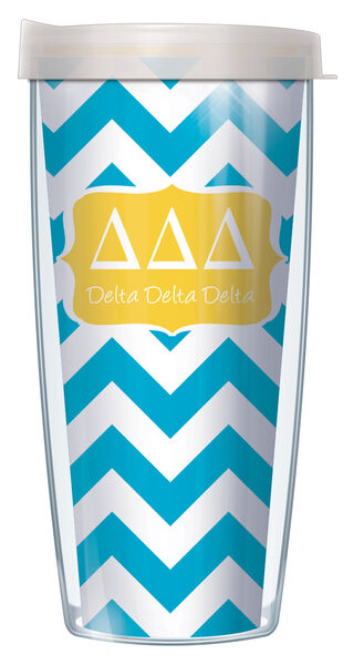 16oz Short Tumbler - Delta Delta Delta Chevron without lid 01-SOR-DDD9