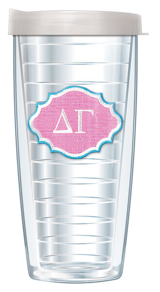 22oz Tumbler - Delta Gamma Patch w/ Pink Lid 08-SOR-DG-E