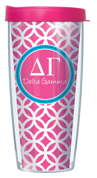 18oz Handle Mug - Delta Gamma Roundabout w/ Black Lid 06-SOR-DG2