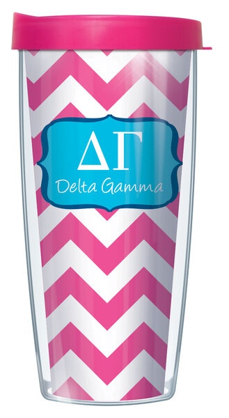 28oz Mega Tumbler - Delta Gamma Chevron w/ Pink Lid H2-SOR-DG9