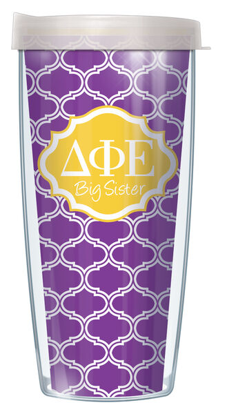 24oz Flareside Tumbler - Delta Phi Epsilon Big Sister Duofoil w/ Black Lid 24F-SOR-DPE1B