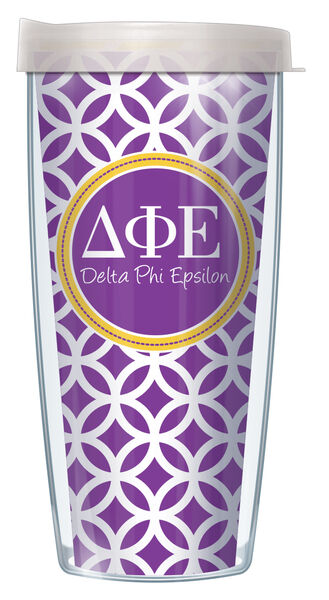 18oz Handle Mug - Delta Phi Epsilon Roundabout w/ Black Lid 06-SOR-DPE2