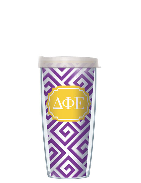 28oz Mega Tumbler - Delta Phi Epsilon Greek Key w/ Clear Lid H2-SOR-DPE3