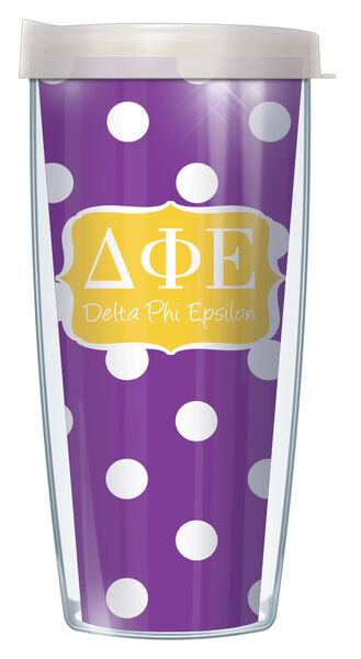 16oz Short Tumbler - Delta Phi Epsilon Dots without lid 01-SOR-DPE8