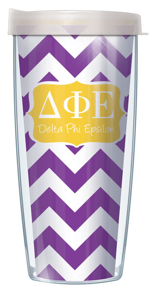 16oz Tumbler - Delta Phi Epsilon Chevron w/ Clear Lid 02-SOR-DPE9