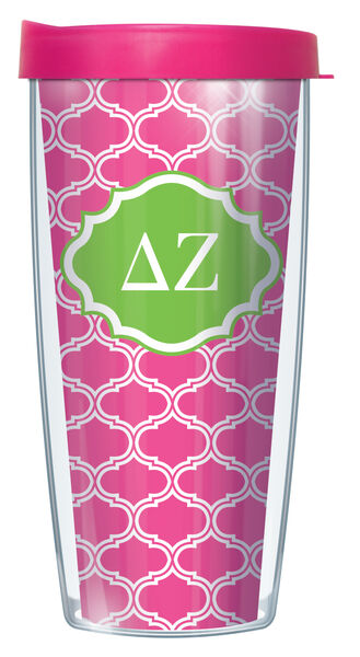 16oz Tumbler - Delta Zeta Duofoil w/ Pink Lid 02-SOR-DZ1