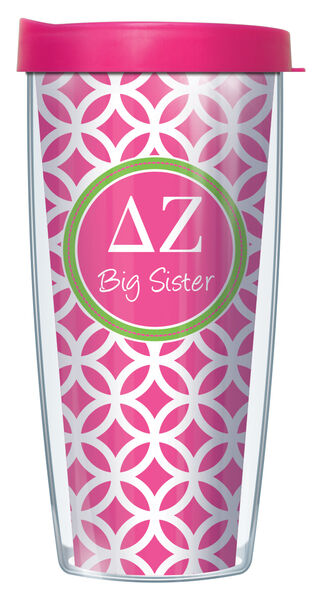 28oz Sport Tumbler - Delta Zeta Big Sister Roundabout w/ Gray Lid ST-SOR-DZ2B