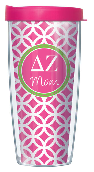 16oz Tumbler - Delta Zeta Mom Roundabout w/ Pink Lid 02-SOR-DZ2M