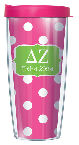 28oz Mega Tumbler - Delta Zeta Dots w/ Pink Lid H2-SOR-DZ8