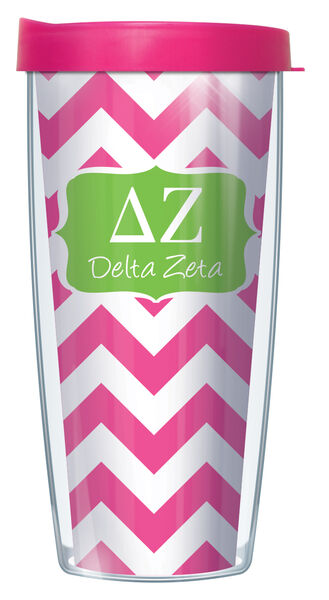 22oz Tumbler - Delta Zeta Chevron w/ Pink Lid 08-SOR-DZ9