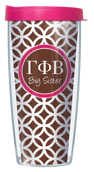 28oz Sport Tumbler - Gamma Phi Beta Big Sister Roundabout w/ Gray Lid ST-SOR-GPB2B