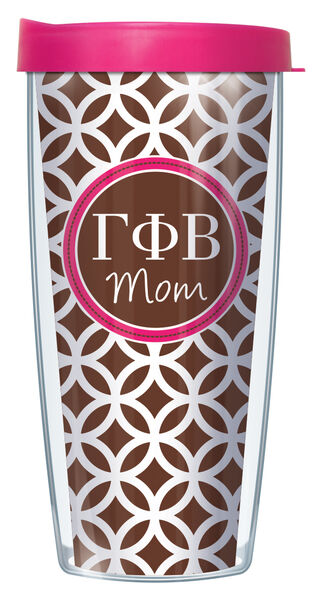 22oz Tumbler - Gamma Phi Beta Mom Roundabout w/ Pink Lid 08-SOR-GPB2M