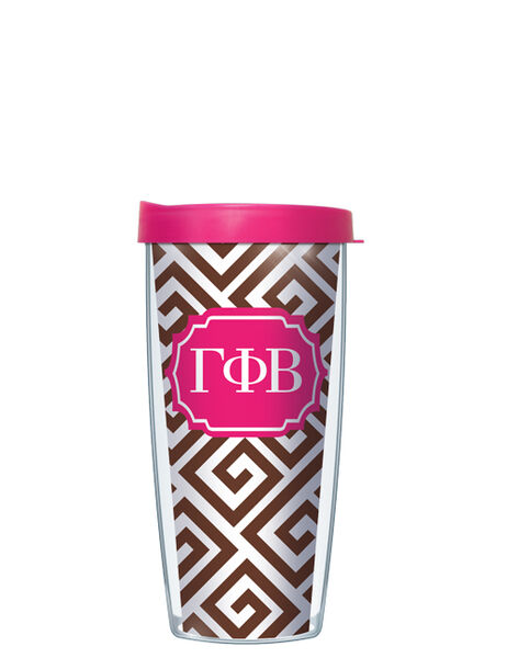 28oz Sport Tumbler - Gamma Phi Beta Greek Key w/ Gray Lid ST-SOR-GPB3