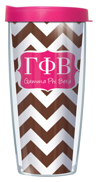 28oz Mega Tumbler - Gamma Phi Beta Chevron w/ Pink Lid H2-SOR-GPB9