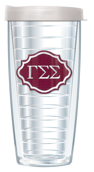 22oz Tumbler - Gamma Sigma Sigma Patch w/ Clear Lid 08-SOR-GSS-E