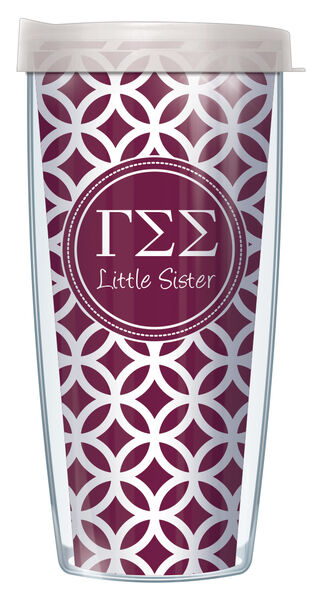 28oz Sport Tumbler - Gamma Sigma Sigma Little Sister Roundabout w/ Gray Lid ST-SOR-GSS2L