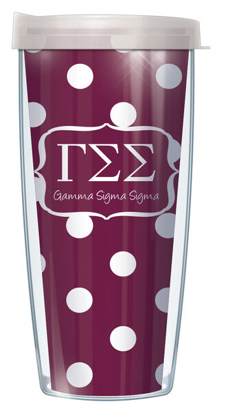 28oz Sport Tumbler - Gamma Sigma Sigma Dots w/ Gray Lid ST-SOR-GSS8