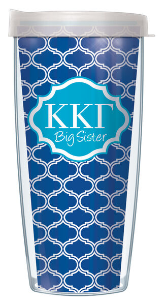 22oz Tumbler - Kappa Kappa Gamma Big Sister Duofoil w/ Clear Lid 08-SOR-KKG1B