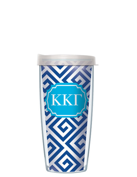 28oz Mega Tumbler - Kappa Kappa Gamma Greek Key w/ Clear Lid H2-SOR-KKG3