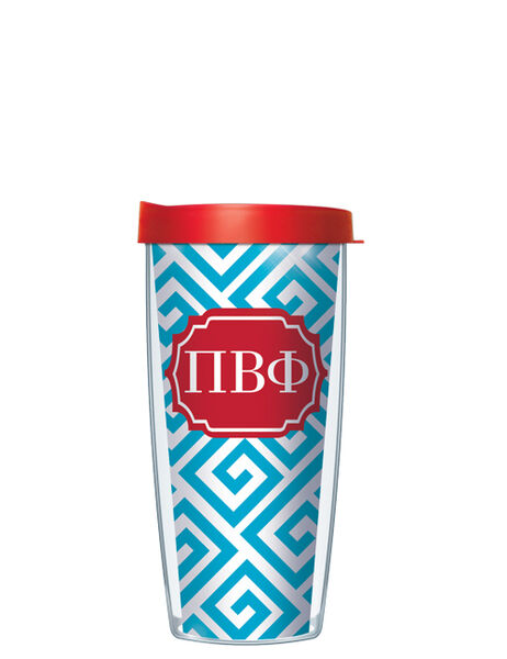 22oz Tumbler - Pi Beta Phi Greek Key w/ Red Lid 08-SOR-PBP3