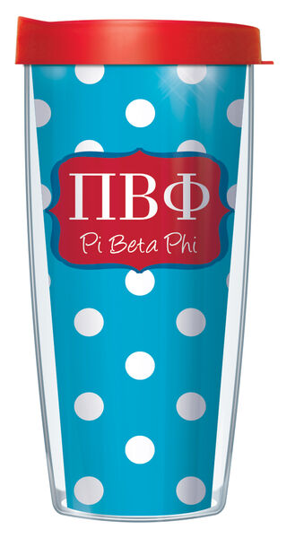 16oz Tumbler - Pi Beta Phi Dots w/ Red Lid 02-SOR-PBP8