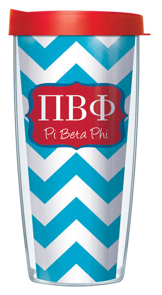 22oz Tumbler - Pi Beta Phi Chevron w/ Red Lid 08-SOR-PBP9