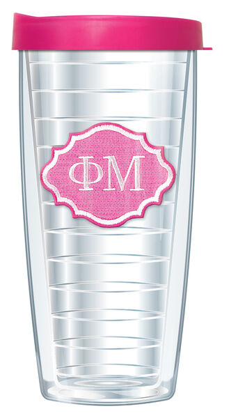 28oz Mega Tumbler - Phi Mu Patch w/ Pink Lid H2-SOR-PM-E