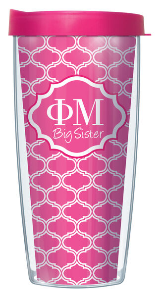 16oz Short Tumbler - Phi Mu Big Sister Duofoil without lid 01-SOR-PM1B