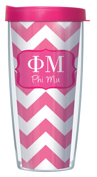 22oz Tumbler - Phi Mu Chevron w/ Pink Lid 08-SOR-PM9