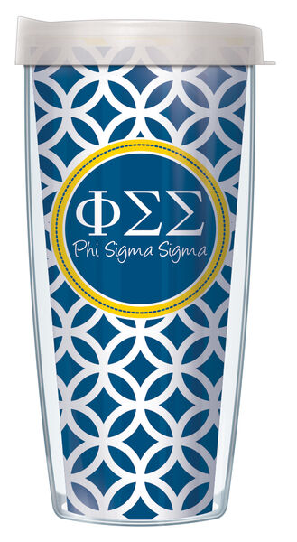 22oz Tumbler - Phi Sigma Sigma Roundabout w/ Clear Lid 08-SOR-PSS2