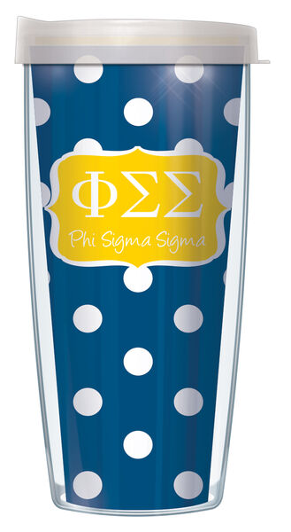 18oz Handle Mug - Phi Sigma Sigma Dots w/ Black Lid 06-SOR-PSS8