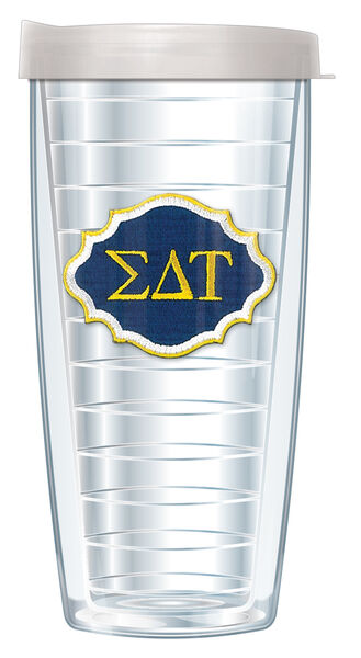 28oz Sport Tumbler - Sigma Delta Tau Patch w/ Gray Lid ST-SOR-SDT-E